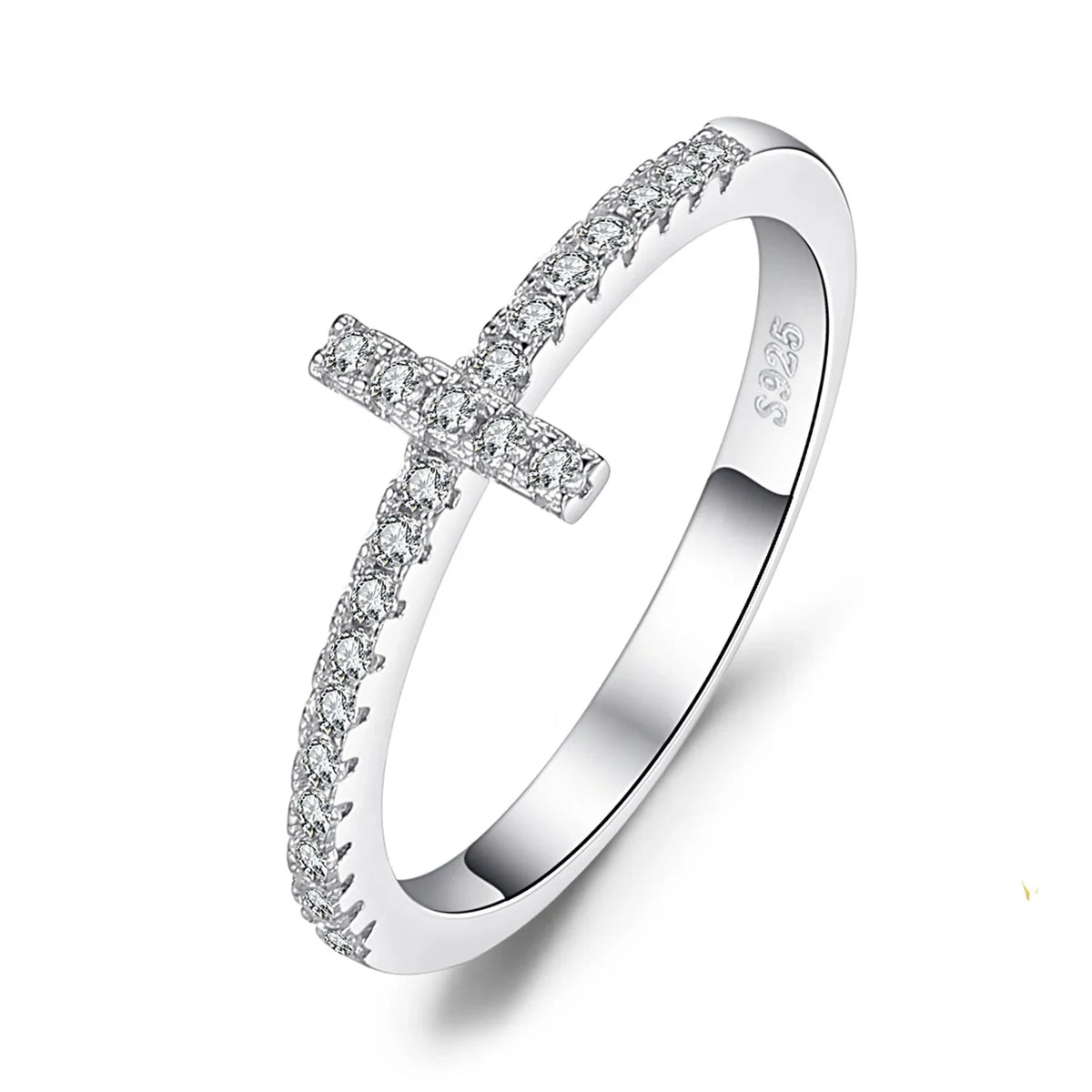 Elegant 5A CZ Cross Sideway Wedding Ring in 925 Sterling Silver - A Perfect Engagement and Anniversary Gift for Women - 8