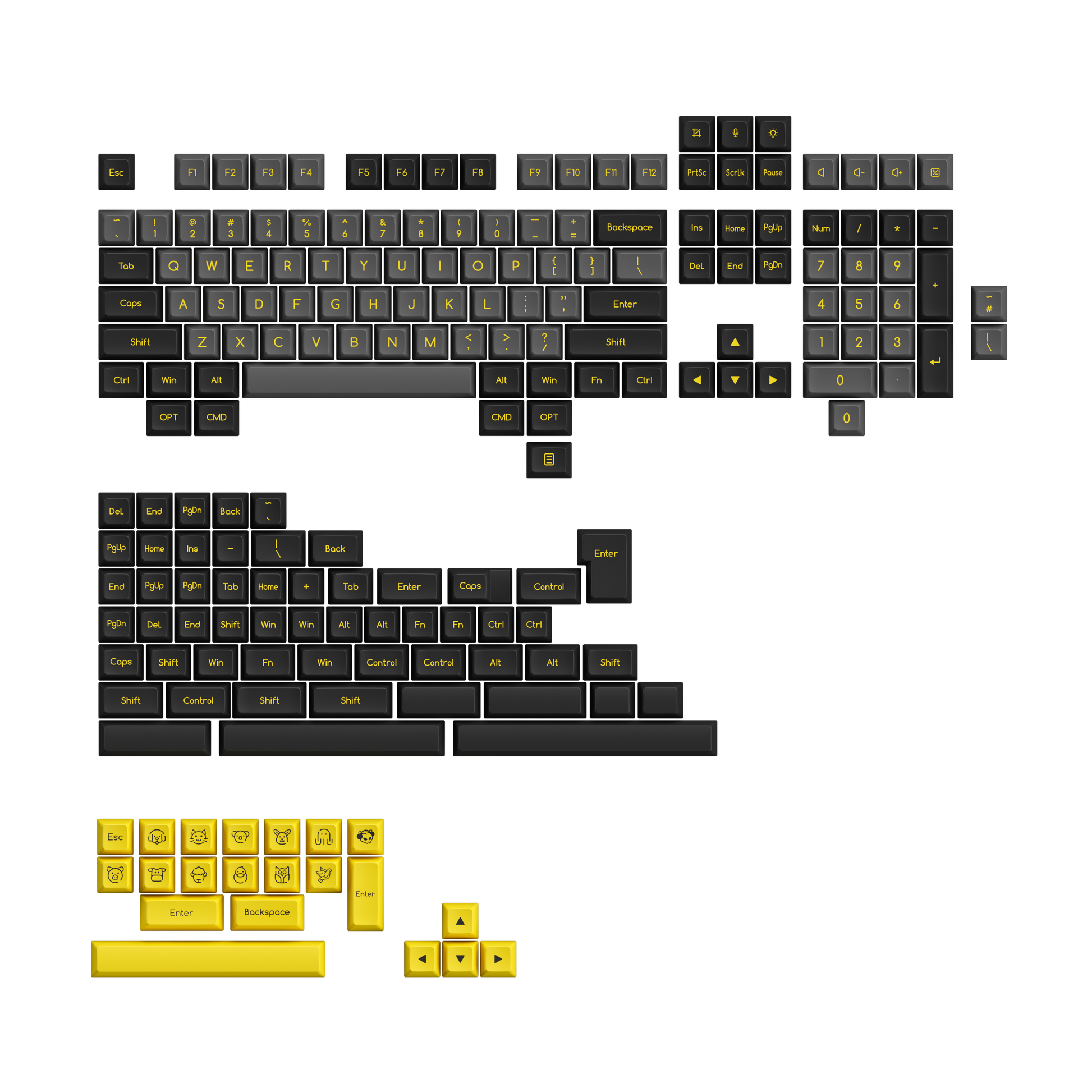 Black & Gold ABS SAL Keycap Set (195-Key) - SAL