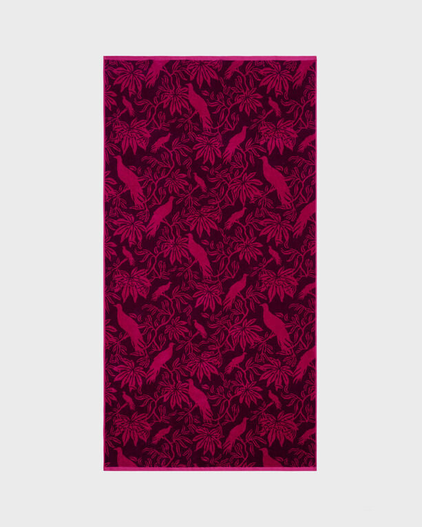 Vilebrequin - Men Organic Cotton Beach Towel Birds Jacquard - Towel - Sand - Purple - Size OSFA