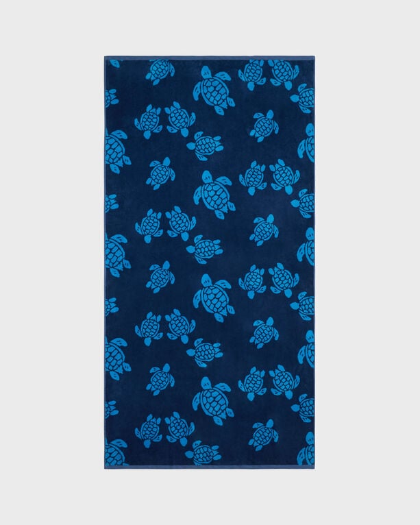 Vilebrequin - Organic Cotton Beach Towel Ronde Des Tortues Jacquard - Towel - Sand - Blue - Size OSFA