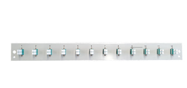 Bestückte Frontblende mit 12 x LC Duplex, Kupplung OM3, schwarz