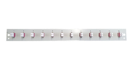 Bestückte Frontblende mit 12 x LC Duplex, Kupplung OM4, schwarz