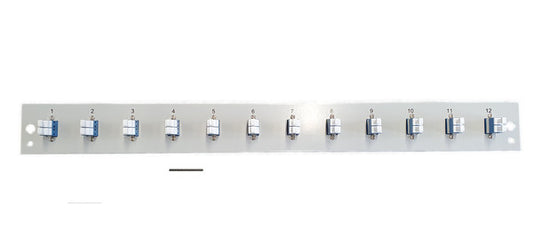 Bestückte Frontblende mit 12 x LC Duplex, Kupplung OS2, schwarz