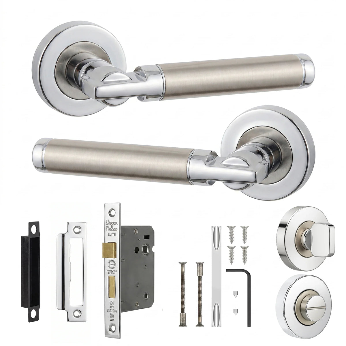 Enigma Duo Finish Bathroom Door Lever Handles - Bathroom Kit 64mm