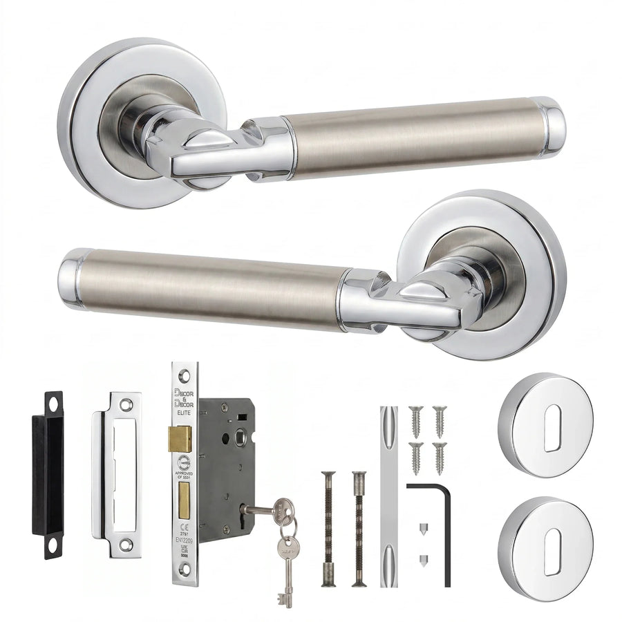 Enigma Duo Finish Privacy Door Lever Handles - Sash Lock Kit 64mm