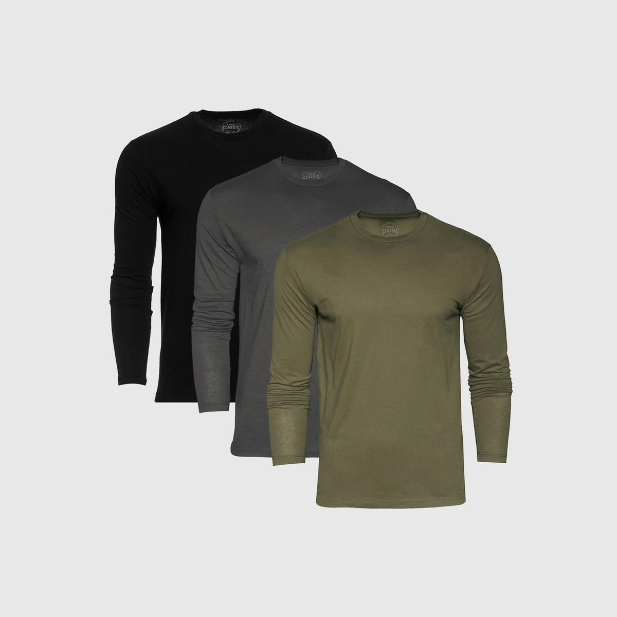 True Classic The Staple Classic Long Sleeve T-Shirt Crew Neck 3-Pack | Cotton Blend | Athletic Cut | 3XL