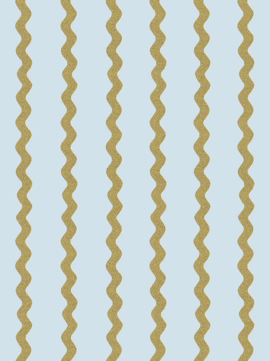 'Ric-Rac Stripe' Wallpaper by Sarah Jessica Parker - Morning Dew Olive - Removable / 26 in. x 4.5 ft.