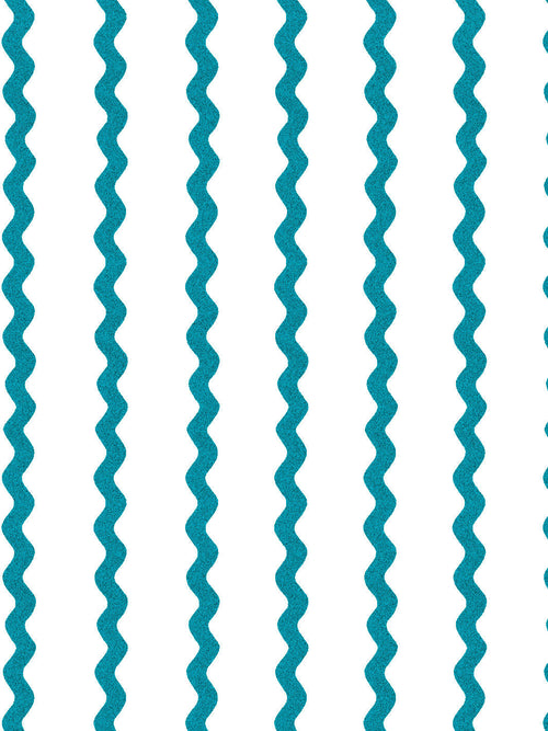 'Ric-Rac Stripe on White' Wallpaper by Sarah Jessica Parker - Peacock - Removable / 26 in. x 4.5 ft.