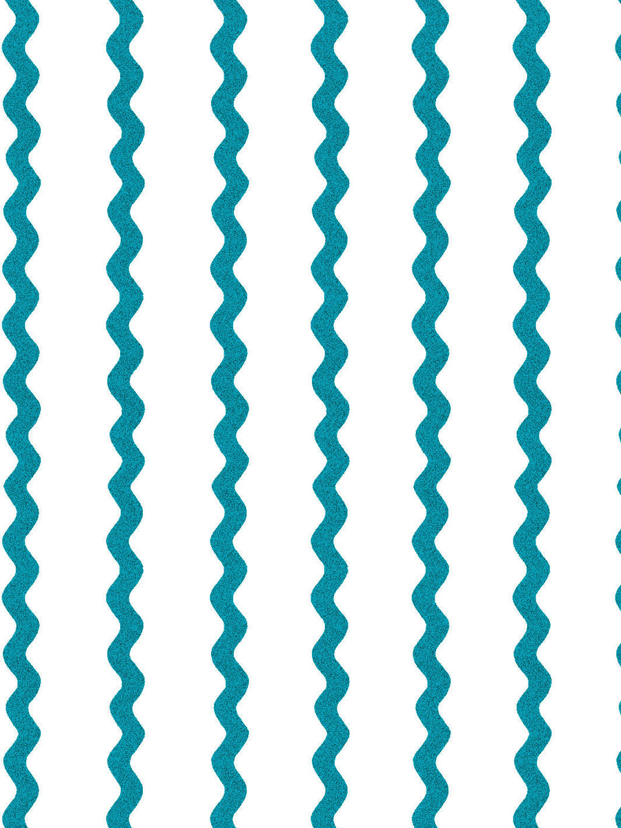 'Ric-Rac Stripe on White' Wallpaper by Sarah Jessica Parker - Peacock - Removable / 26 in. x 4.5 ft.