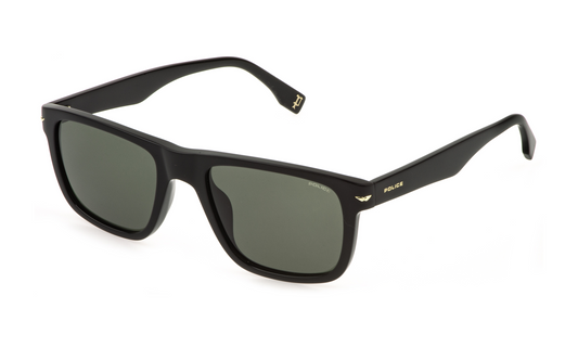 Police SPLQ83 CHAMP 14 700 Man Sunglasses Acetate Black Green Squared Normal