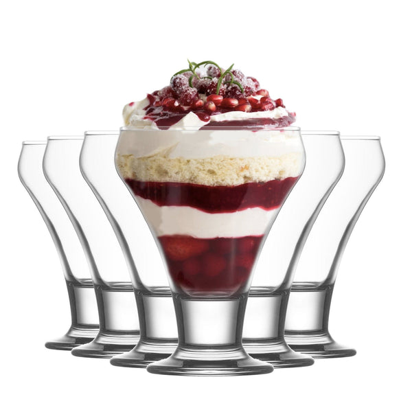 305ml Clear Frosty Glass Ice Cream Bowls - Pack of Six