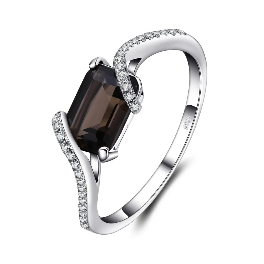 Elegant 1.7Ct Emerald Cut Smoky Quartz Ring in 925 Sterling Silver - Perfect for Weddings, Engagements, and Everyday Wear - 7