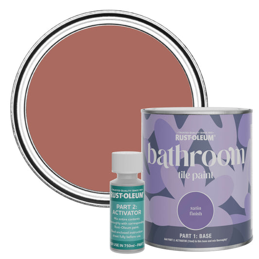 Rust-Oleum Red Satin Bathroom Tile Paint - Salmon 750ml