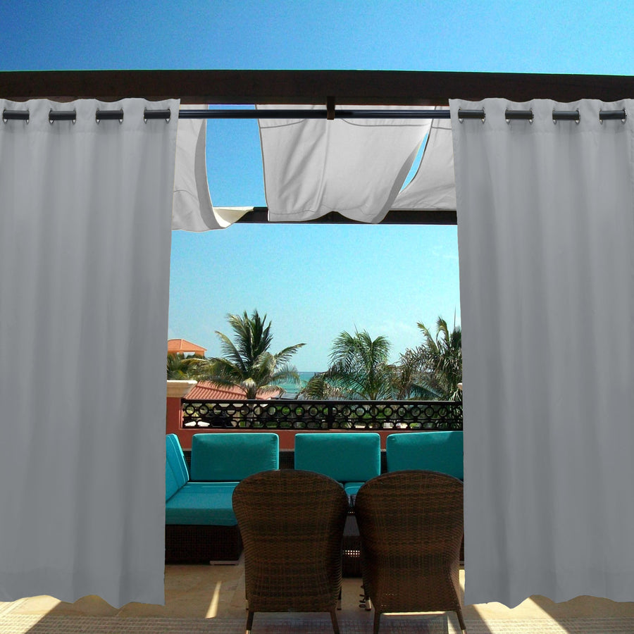 Water Resistant Outdoor Eyelet Curtains Garden Blackout Gazebo Curtain Thermal Privacy Protection - Grey / 55 x 72 Inch