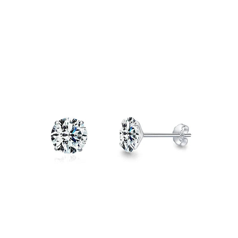 Exquisite 925 Sterling Silver Round CZ Stud Earrings - Dazzling Zirconia for Women's Wedding Jewelry in Multiple Sizes - 4Mm