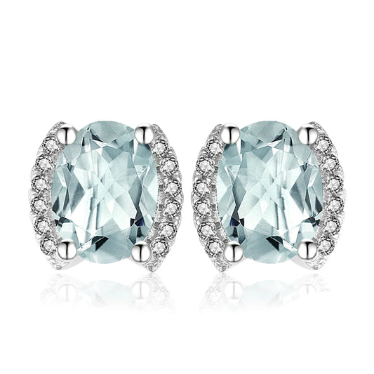 Elegant Genuine 2.3Ct Oval Green Amethyst Stud Earrings in 925 Sterling Silver - A Timeless Gift for Women