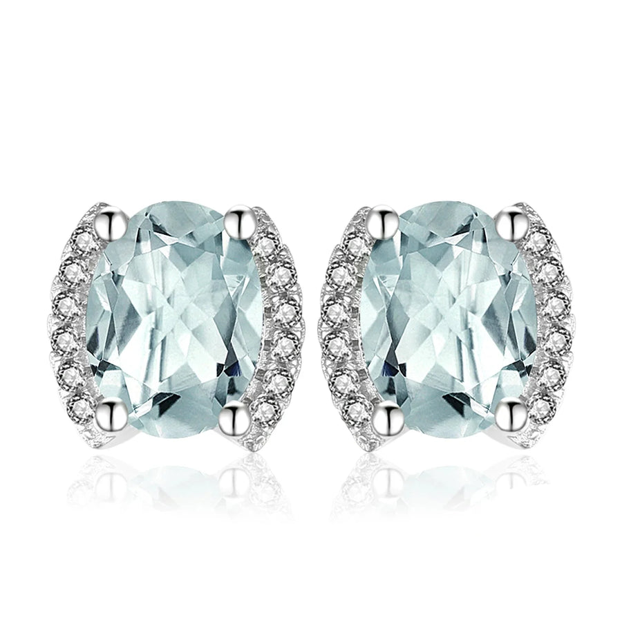 Elegant Genuine 2.3Ct Oval Green Amethyst Stud Earrings in 925 Sterling Silver - A Timeless Gift for Women