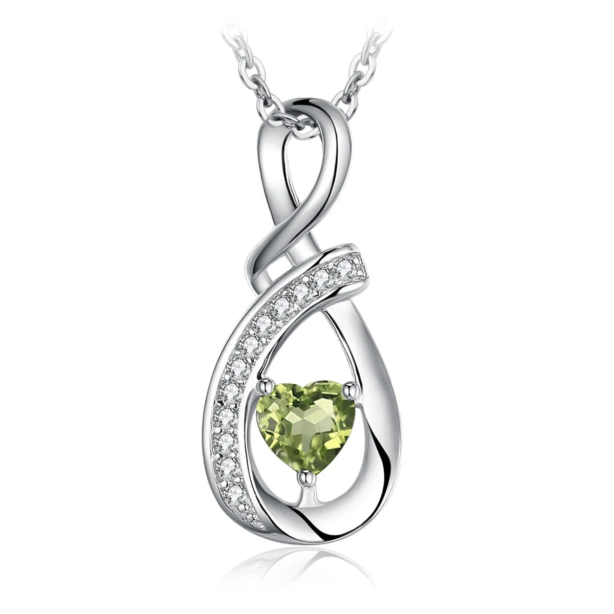 Stunning Infinity Love Genuine Peridot Pendant Necklace in 925 Sterling Silver for Women - Perfect Gift for Any Occasion - 925 Sterling Silver