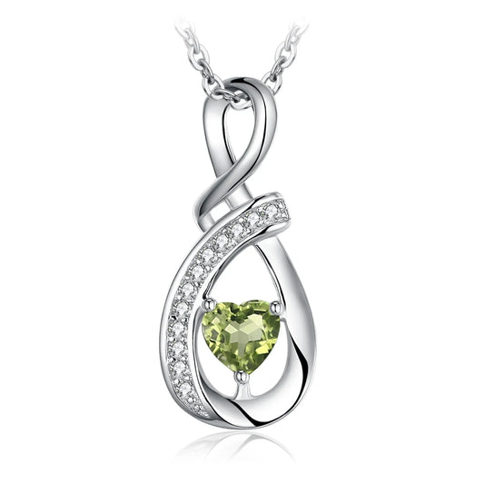 Stunning Infinity Love Genuine Peridot Pendant Necklace in 925 Sterling Silver for Women - Perfect Gift for Any Occasion - 925 Sterling Silver