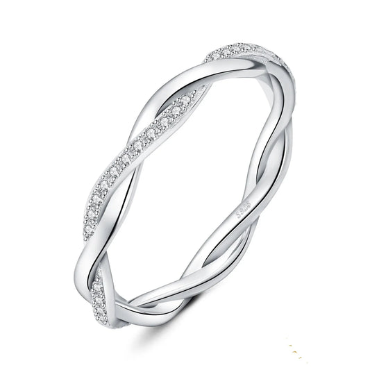 Exquisite 5A CZ Infinity Classic 925 Sterling Silver Wedding and Engagement Band Ring for Women - A Timeless Anniversary Gift in Fine Jewelry - 7