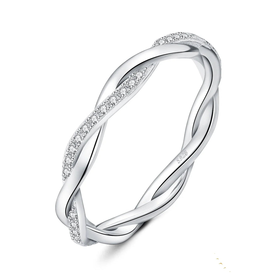 Exquisite 5A CZ Infinity Classic 925 Sterling Silver Wedding and Engagement Band Ring for Women - A Timeless Anniversary Gift in Fine Jewelry - 7