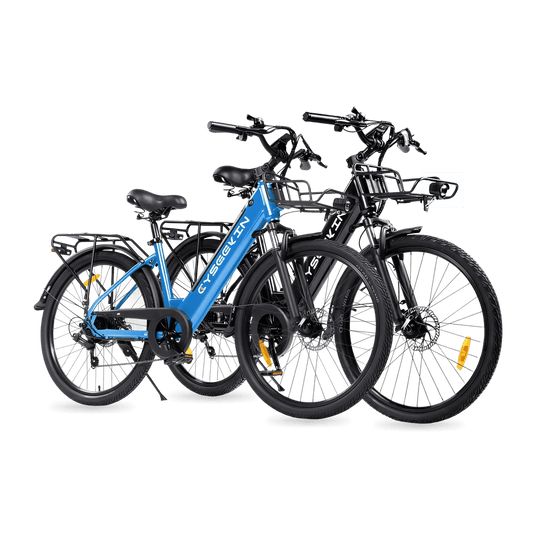 Cyseekin S10 City E-Bike 2er-Set – Ideal für Paare & Familien - Schwarz + Blau (2er-Set)