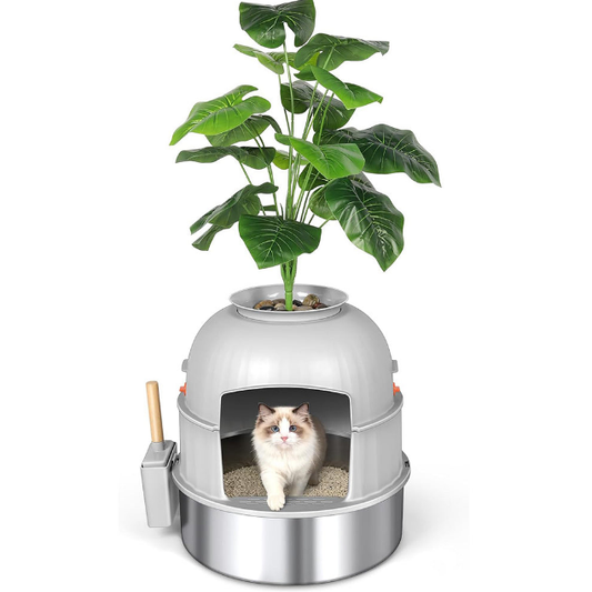 [🔥Stock is Limited] Hidden Potted Plant Stainless Steel Litter Box - Gray