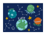 TCS Art Print - Planets and Rockets (12x16) - Blue