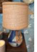EHI-Object- Small Midcentury Lamp w/ Burlap Shade