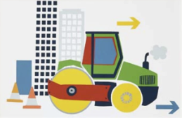TCS Art Print - Construction Trucks (12x16) - Green