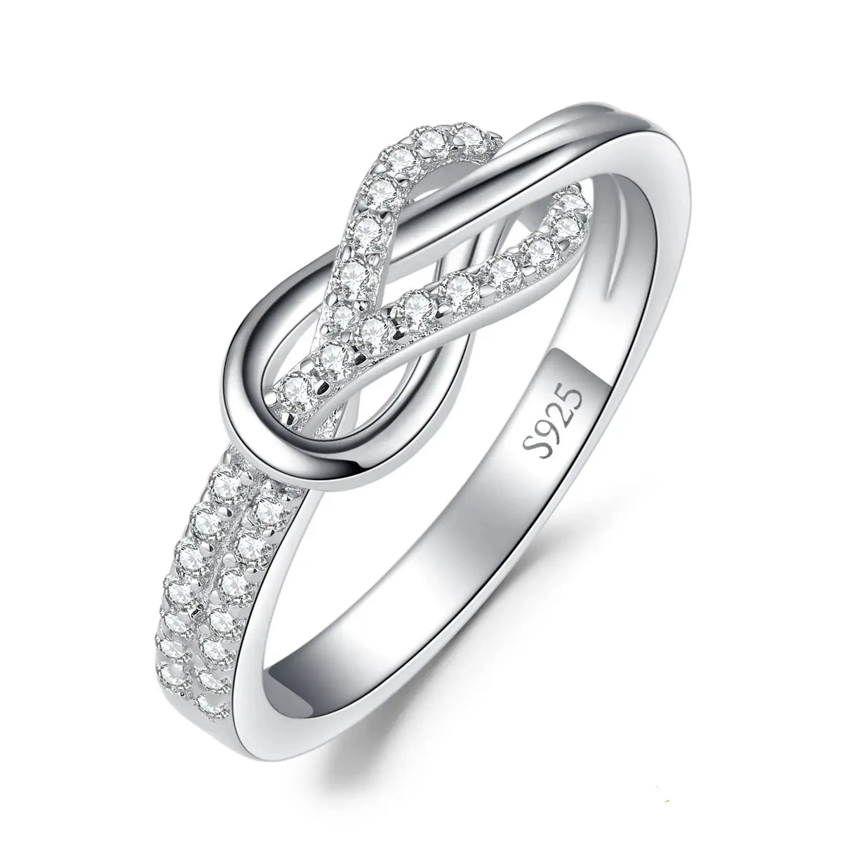 Elevate Your Elegance with the Infinity Love Knot 925 Sterling Silver Gemstone Ring - 7