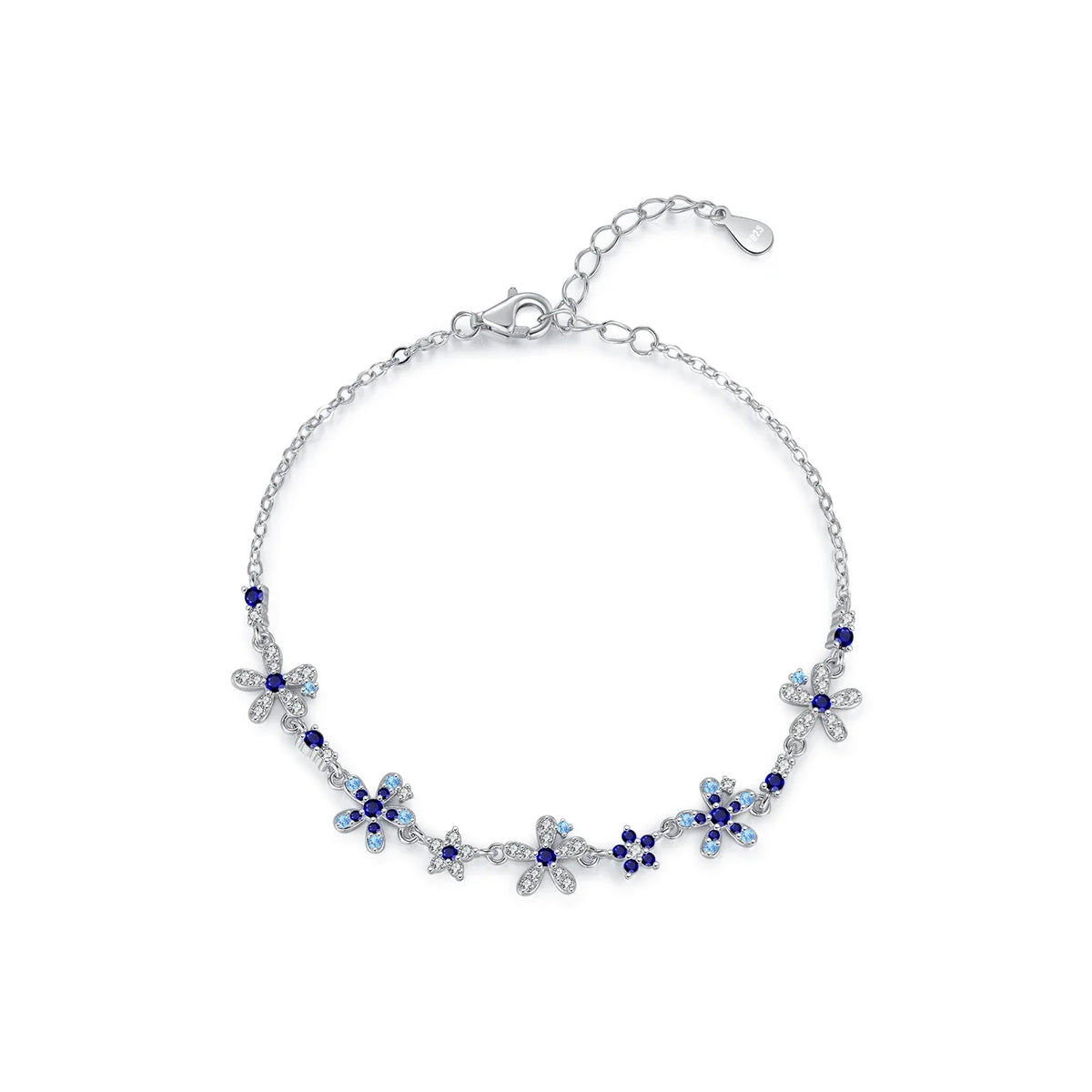 Exquisite 925 Sterling Silver Floral Pave CZ Bracelet - A Trendy Luxury Jewelry Gift for Women - Rhb1683