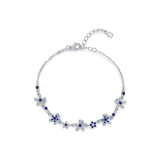 Exquisite 925 Sterling Silver Floral Pave CZ Bracelet - A Trendy Luxury Jewelry Gift for Women - Rhb1683