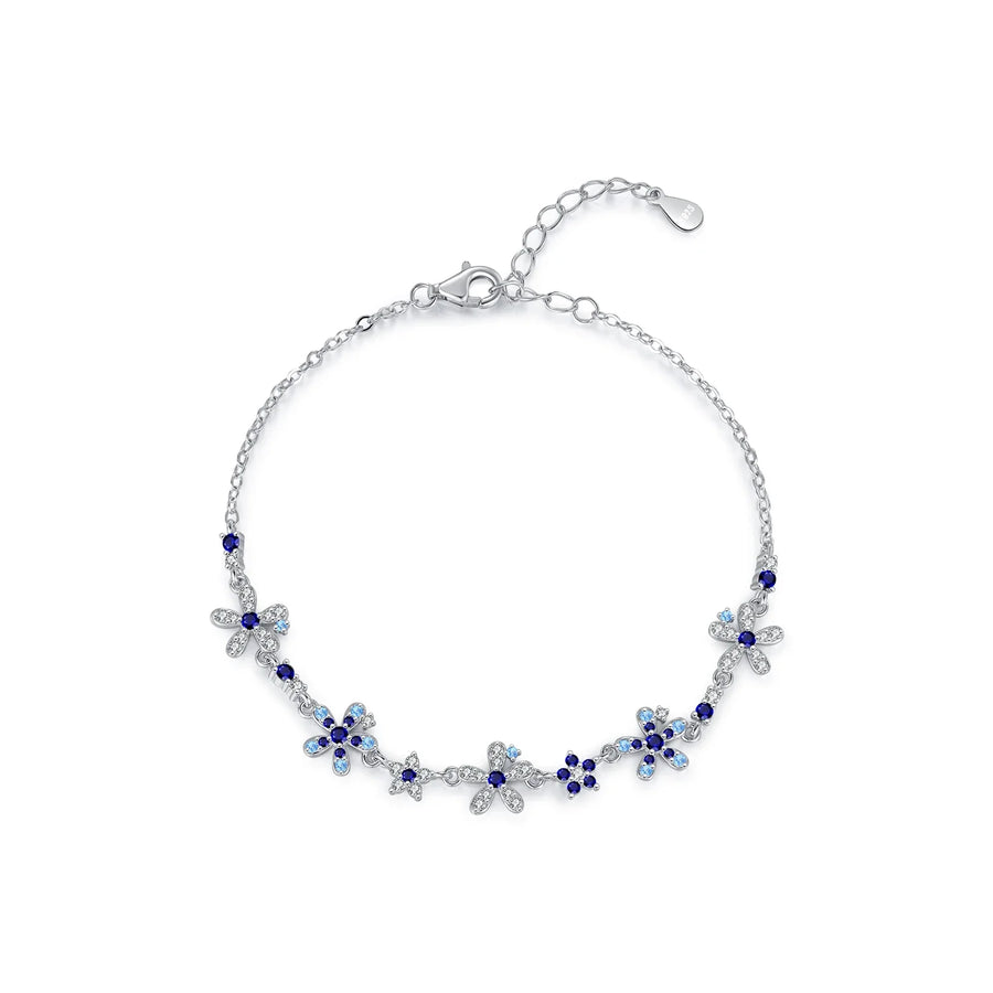 Exquisite 925 Sterling Silver Floral Pave CZ Bracelet - A Trendy Luxury Jewelry Gift for Women - Rhb1683