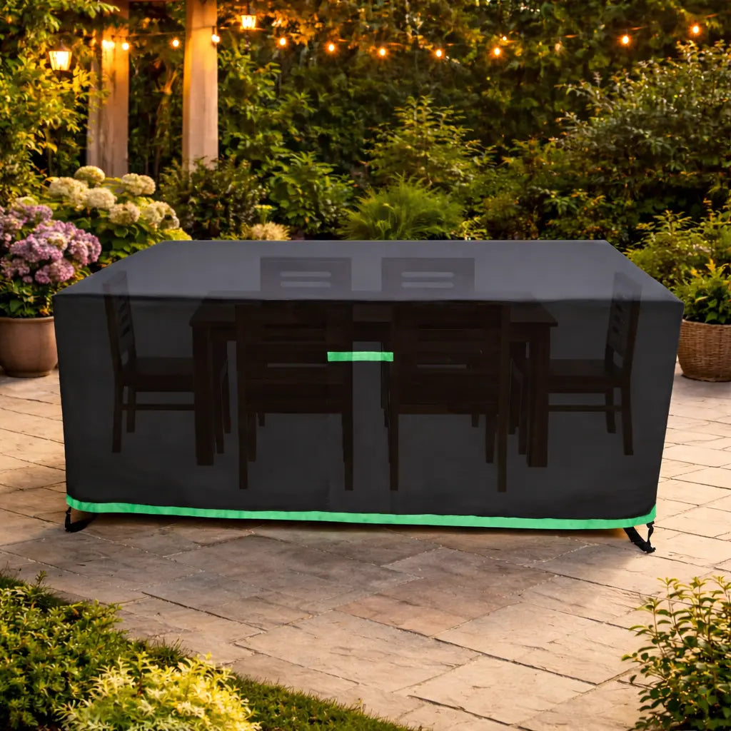 Heavy Duty Waterproof Rectangular Garden Table Cover with Buckle Loops - 180cm x 120cm