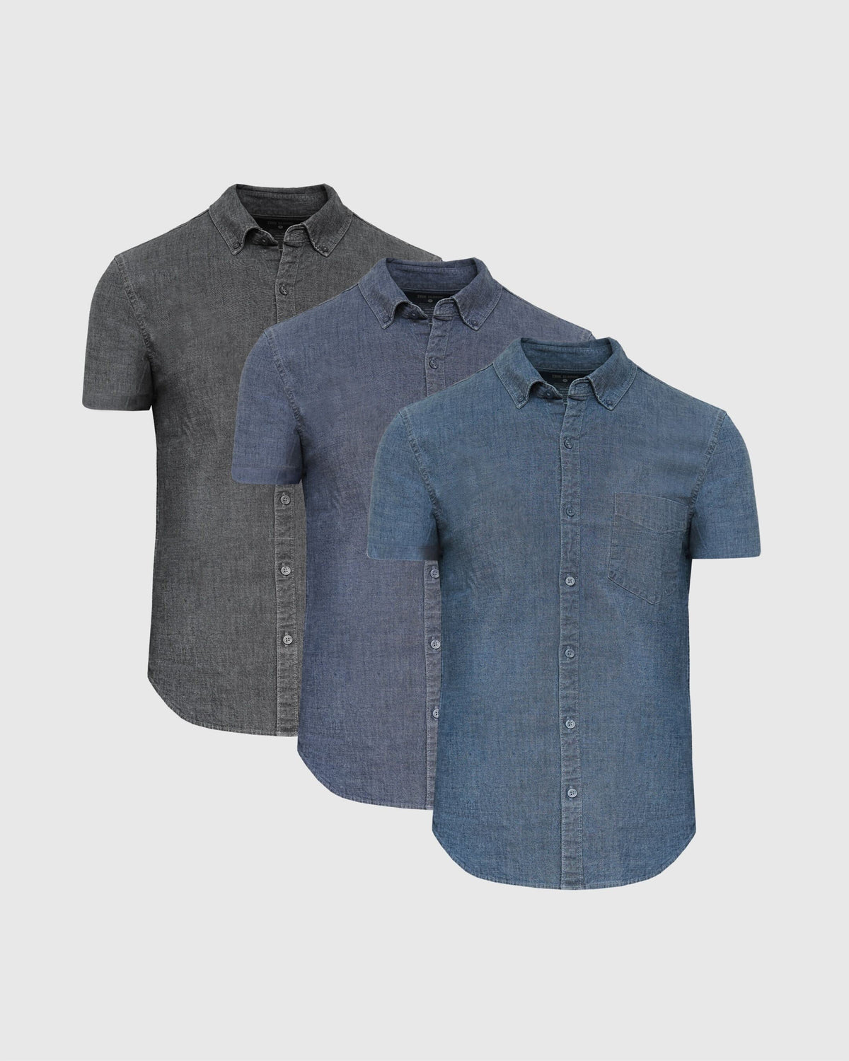 True Classic Short Sleeve Stretch Chambray Shirt 3-Pack | Small
