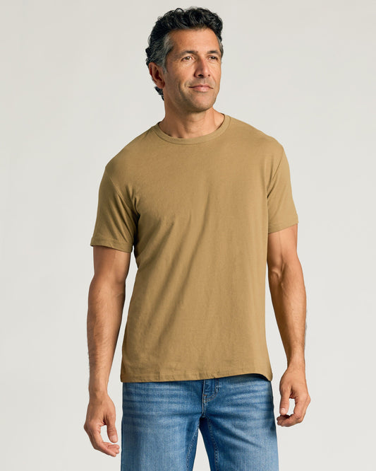 True Classic Tan 499 Classic Crew Neck T-Shirt | Cotton Blend | Athletic Cut | Small