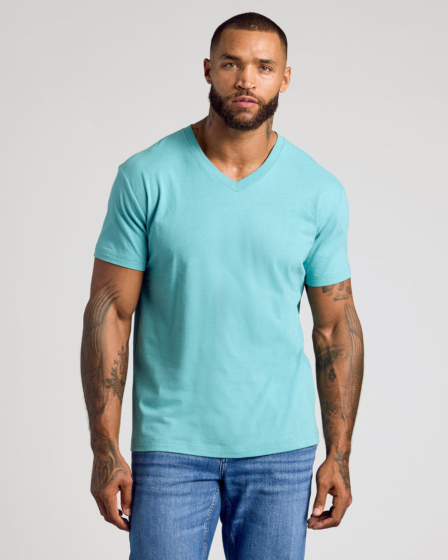 True Classic Multi Dark Heather Oceanic Classic V-Neck | Cotton Blend | Athletic Cut | 3XL