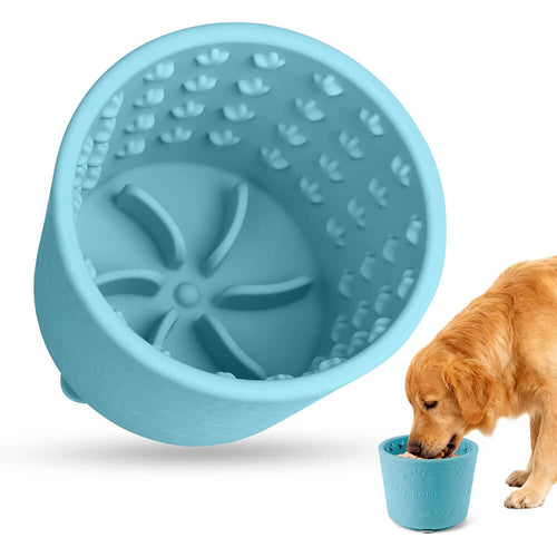 4.8"x3.7" Silicone Dog Slow Feeder Lick Bowl with Strong Suction-Cyan - Cyan