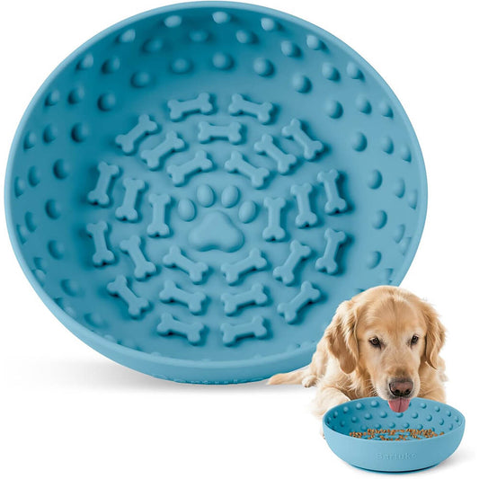 8.3"x2.6" Silicone Dog Slow Feeder Lick Bowl with Strong Suction-Cyan - Cyan