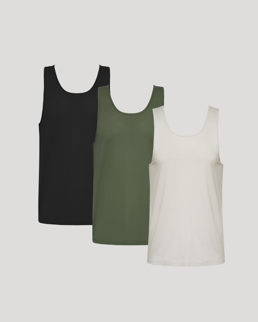 True Classic The Standard Sleeveless Active Mesh Tank 3-Pack | Cotton Blend | Athletic Cut | Small