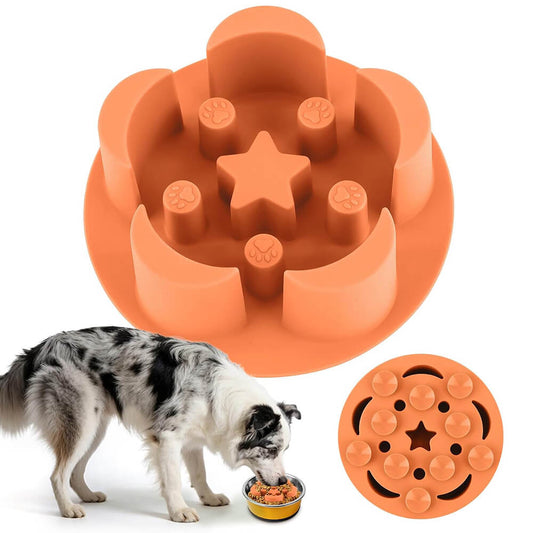 Silicone Slow Feeder Dog Bowls Insert - Orange - Orange / 3.5"x1.3"