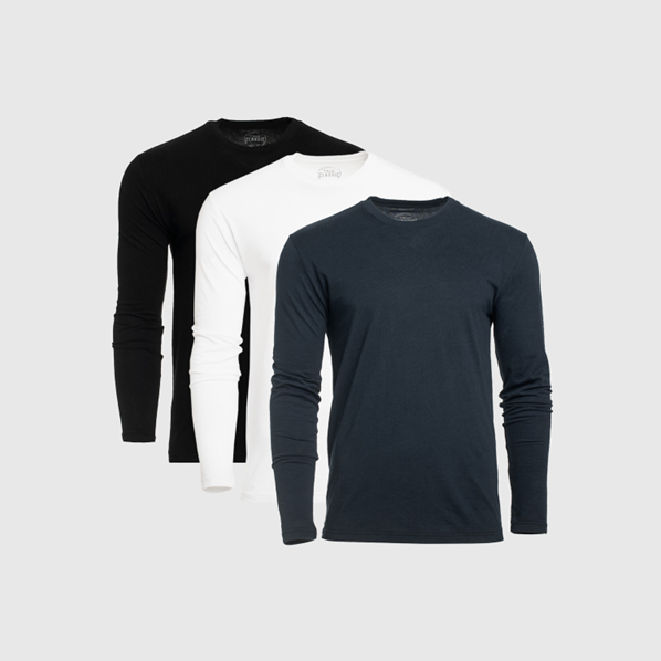 True Classic The Essentials Classic Long Sleeve T-Shirt Crew Neck 3-Pack | Cotton Blend | Athletic Cut | 3XL