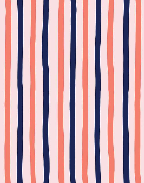 'Stripes' Wallpaper by Clare V. - Watermelon - Removable / 26 in. x 4.5 ft.