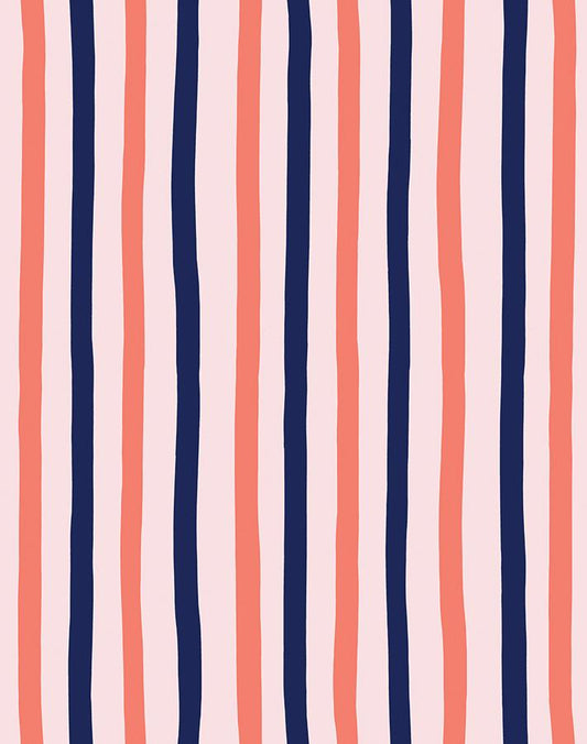 'Stripes' Wallpaper by Clare V. - Watermelon - Removable / 26 in. x 4.5 ft.