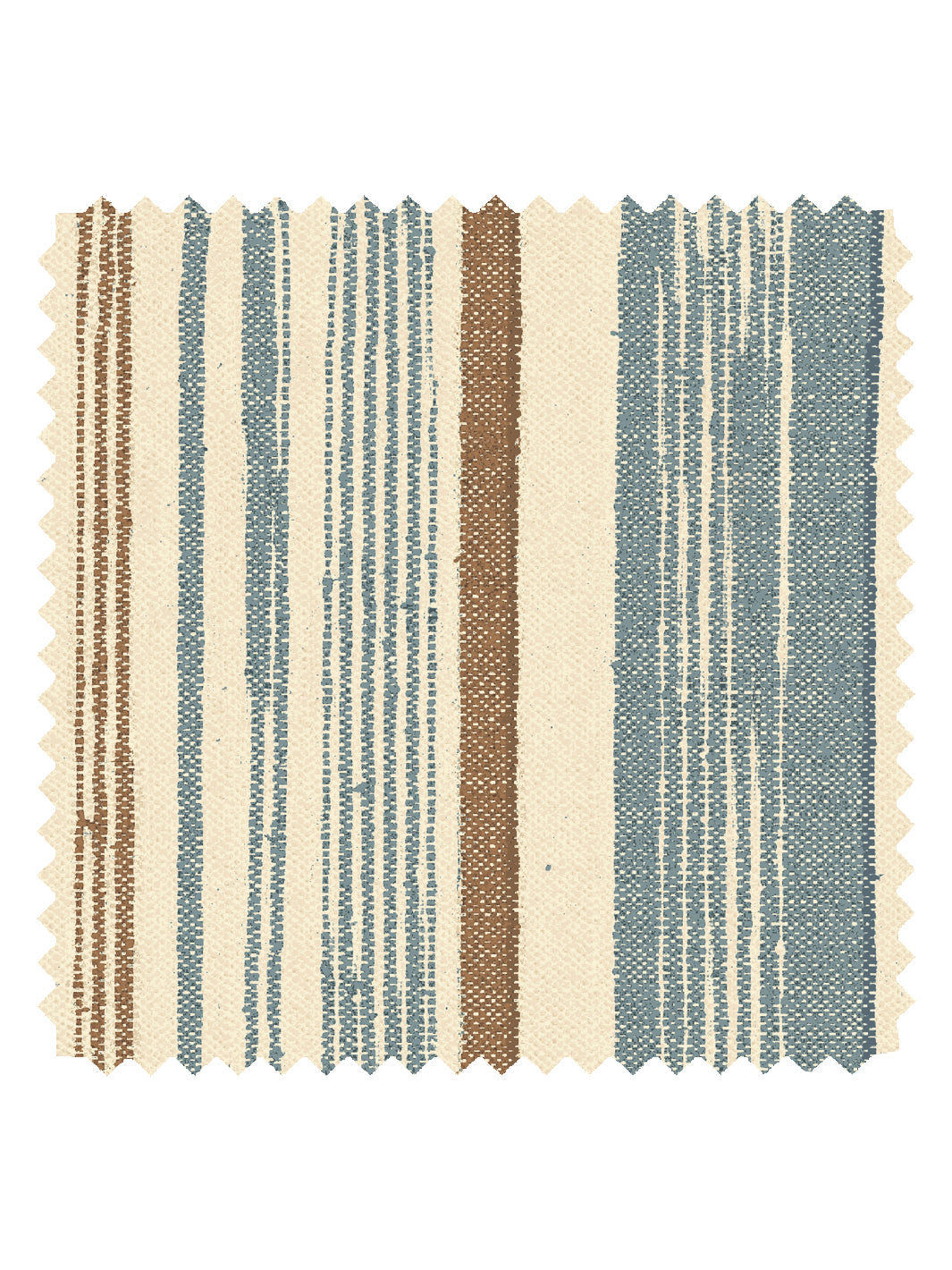 'Stuart Stripe' Tea Stained Linen Fabric by Nathan Turner - Blue Brown - LINEN / YARD