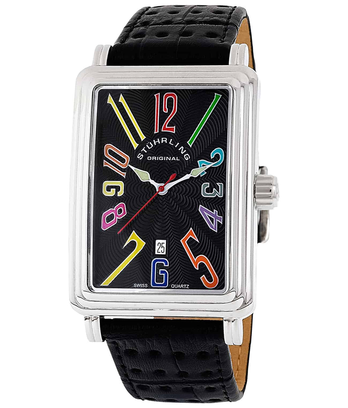 Stührling Uptown Ozzie 102 Quartz 33mm Classic - Black Dial / Silver Case / Black Leather Strap Tang Buckle