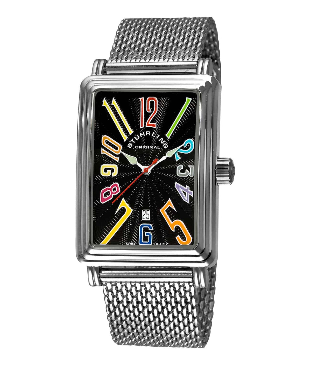 Stührling Uptown Ozzie Genteel 102M Quartz 33mm Classic - Black Dial / Silver Case / Silver Stainless Steel Bracelet Foldover Buckle