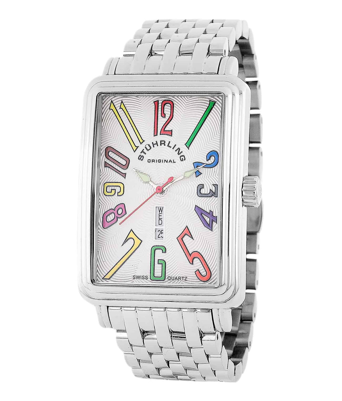 Stührling Uptown Ozzie XL Elite 1102B Quartz 34mm Classic - Silver Dial / Silver Case / Silver Stainless Steel Bracelet Deployant Buckle
