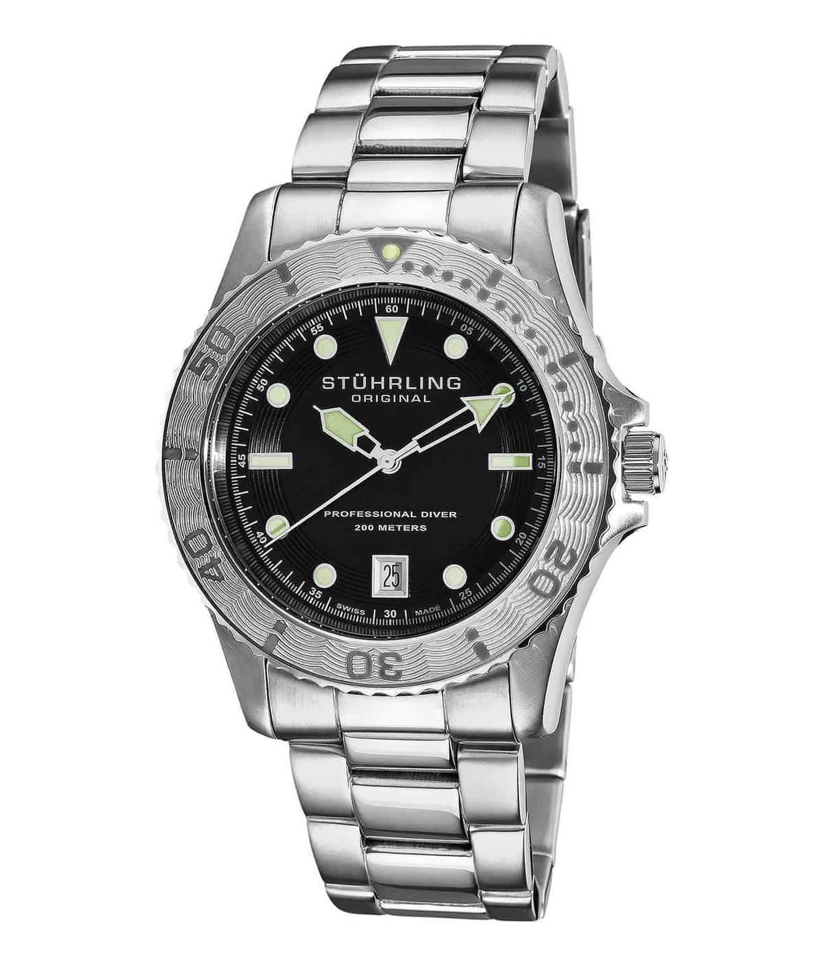 Regatta Sailor 1161 Quartz 42mm Diver - Black Dial / Silver Case / Silver Stainless Steel Bracelet Deployant Buckle